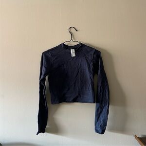 Dynamite Navy Long Sleeve Crop Top